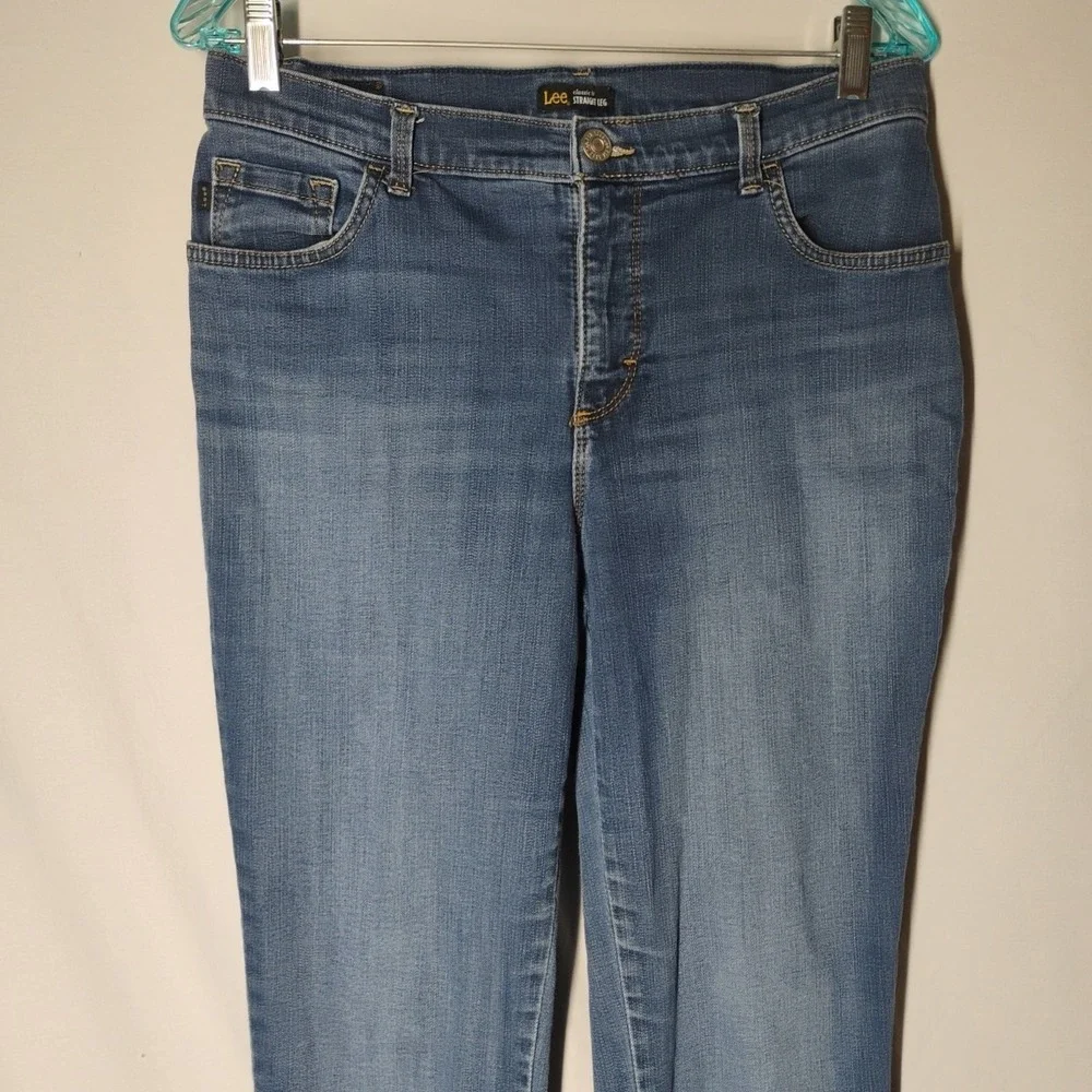 Lee Classic‎ Fit Women's 30x29 Straight Leg Stretch Denim Blue Jeans Dark